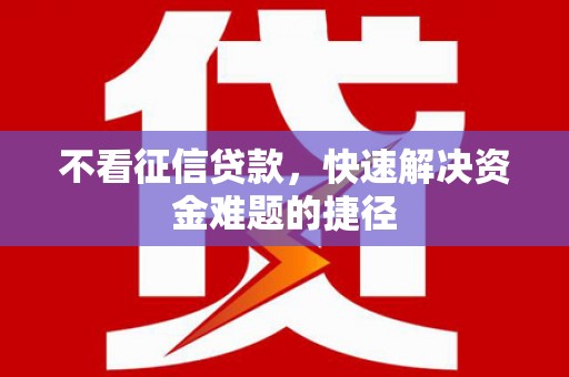 湖西不看征信贷款，快速解决资金难题的捷径