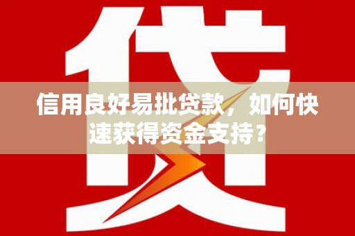 湖西信用良好易批贷款，如何快速获得资金支持？