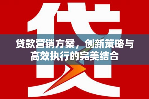 湖西贷款营销方案，创新策略与高效执行的完美结合