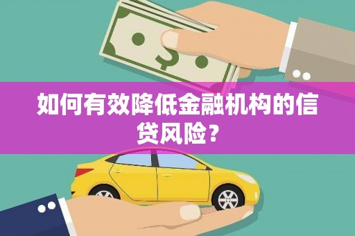 湖西如何有效降低金融机构的信贷风险？