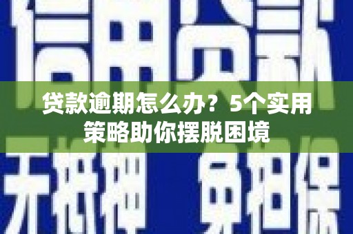 湖西贷款逾期怎么办？5个实用策略助你摆脱困境