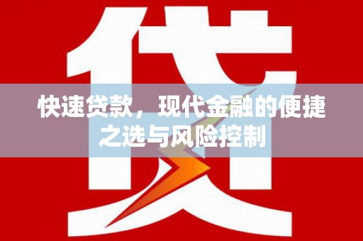 湖西快速贷款，现代金融的便捷之选与风险控制
