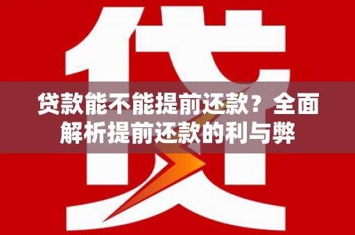 湖西贷款能不能提前还款？全面解析提前还款的利与弊