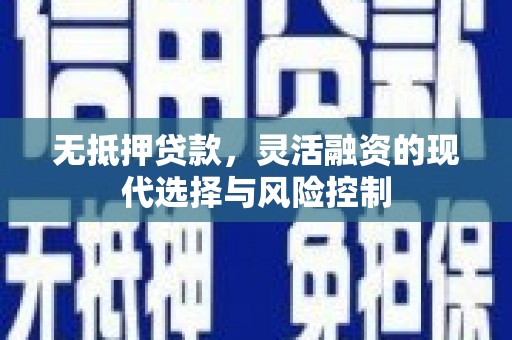 湖西无抵押贷款，灵活融资的现代选择与风险控制
