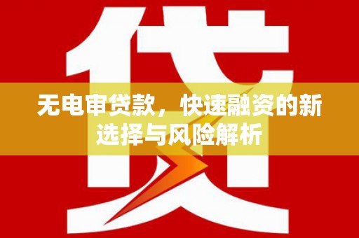 湖西无电审贷款，快速融资的新选择与风险解析