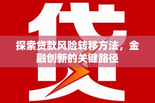 湖西探索贷款风险转移方法，金融创新的关键路径