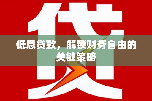 湖西低息贷款，解锁财务自由的关键策略