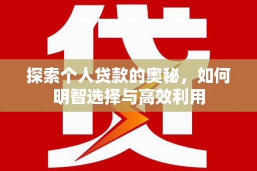 湖西探索个人贷款的奥秘，如何明智选择与高效利用