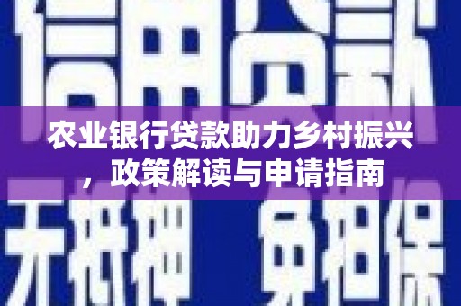 湖西农业银行贷款助力乡村振兴，政策解读与申请指南