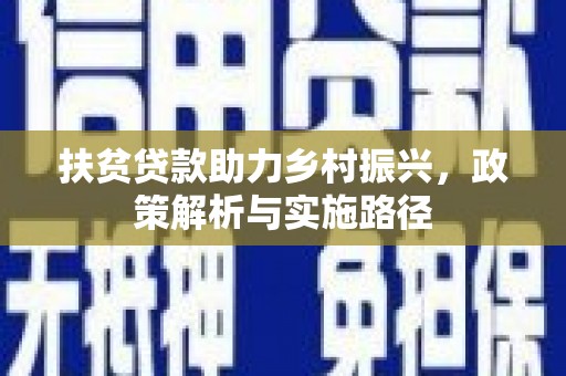 湖西扶贫贷款助力乡村振兴，政策解析与实施路径