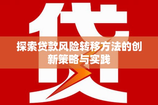 湖西探索贷款风险转移方法的创新策略与实践
