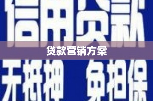 湖西贷款营销方案